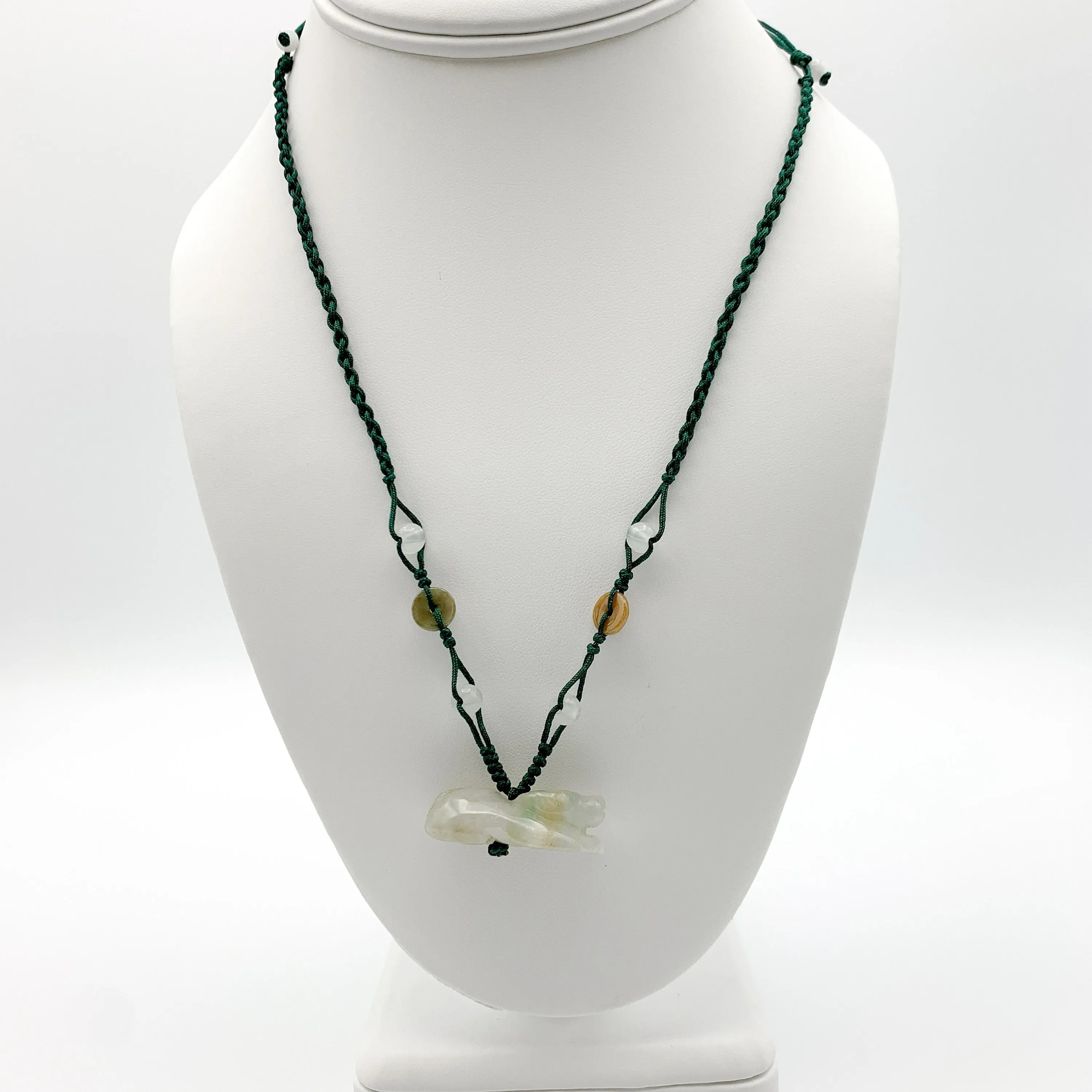 Jadeite Jade Ox Bull Cow Chinese Zodiac Carved Pendant Necklace, YW-0110-1646545411
