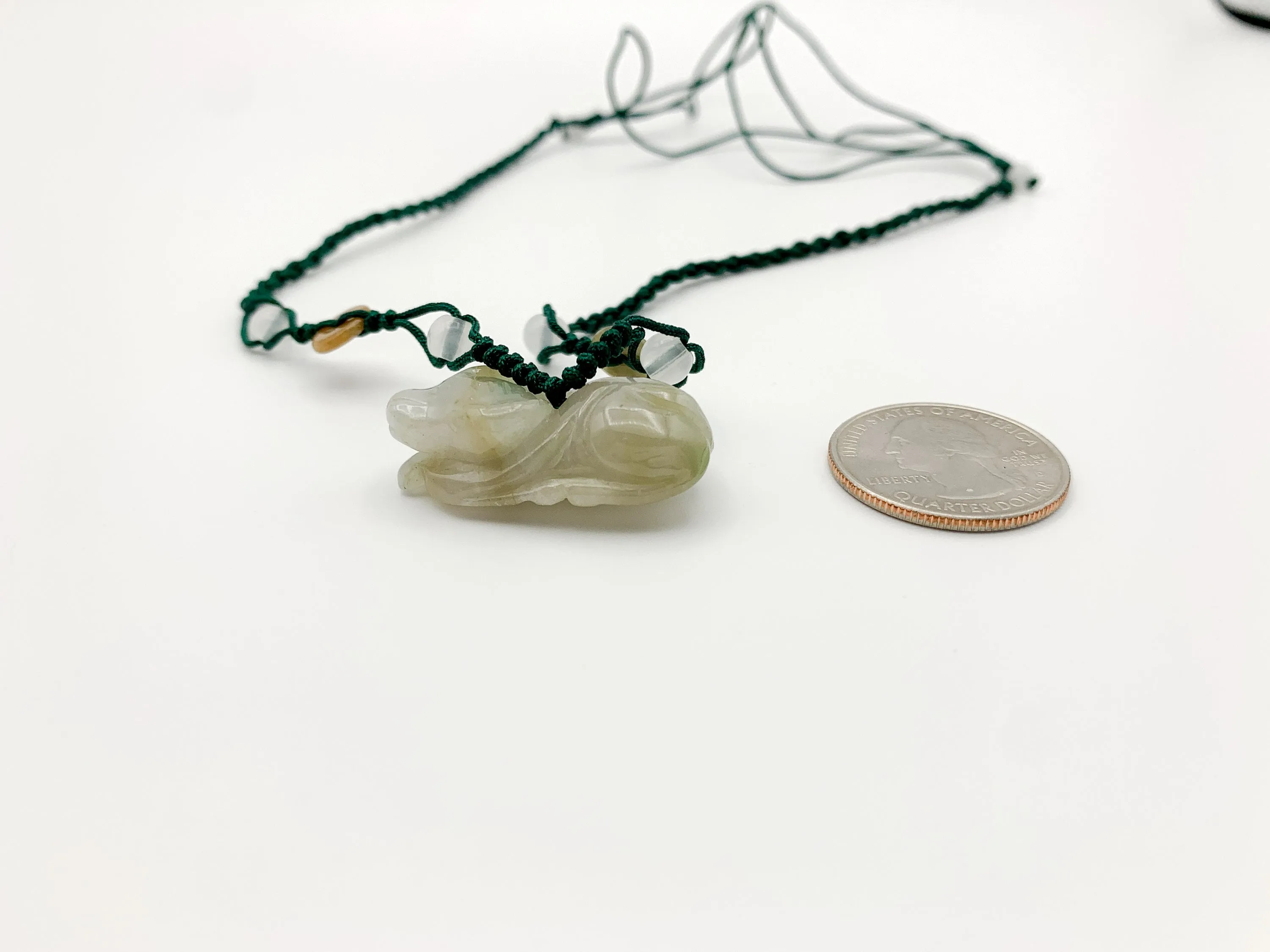 Jadeite Jade Ox Bull Cow Chinese Zodiac Carved Pendant Necklace, YW-0110-1646545411