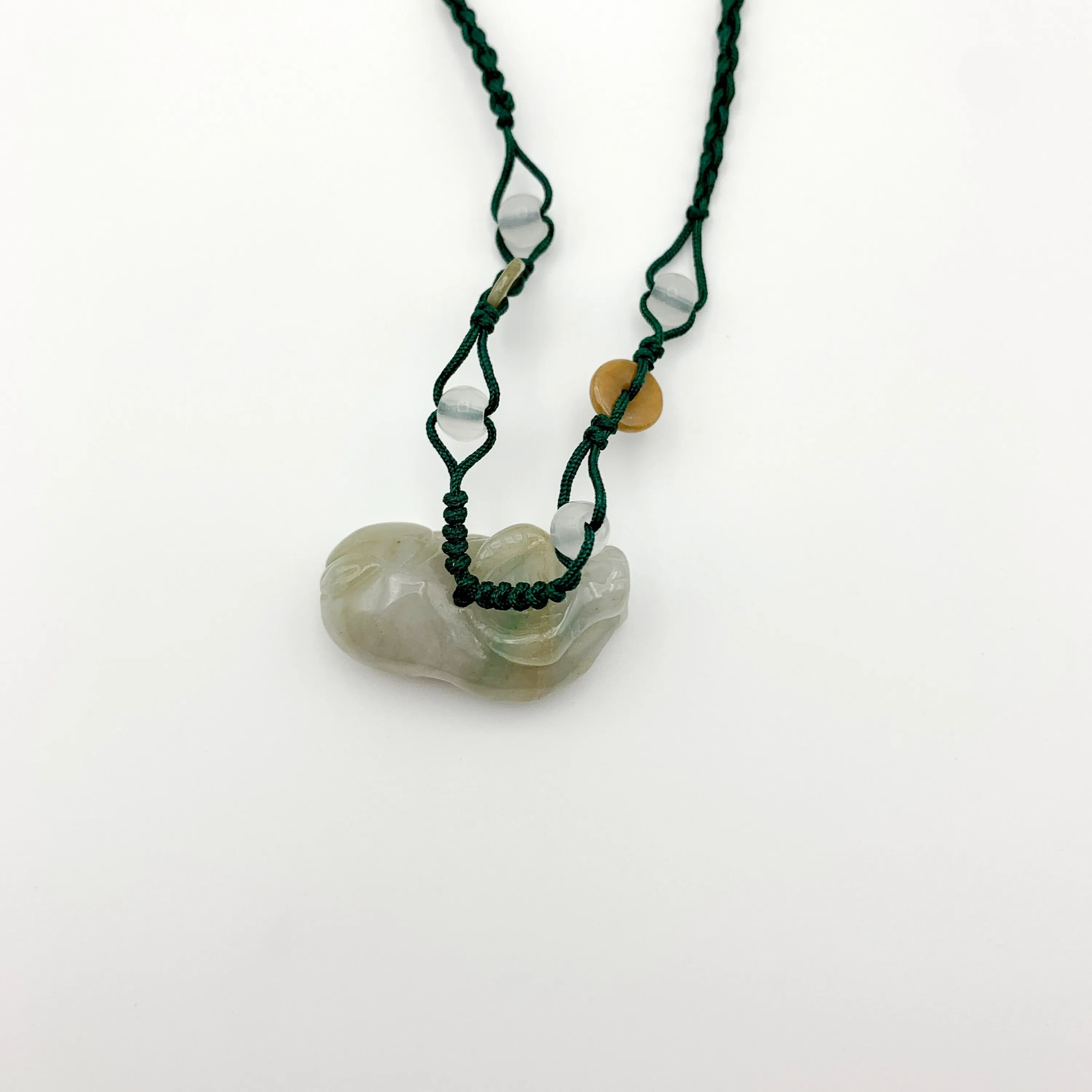 Jadeite Jade Ox Bull Cow Chinese Zodiac Carved Pendant Necklace, YW-0110-1646545411