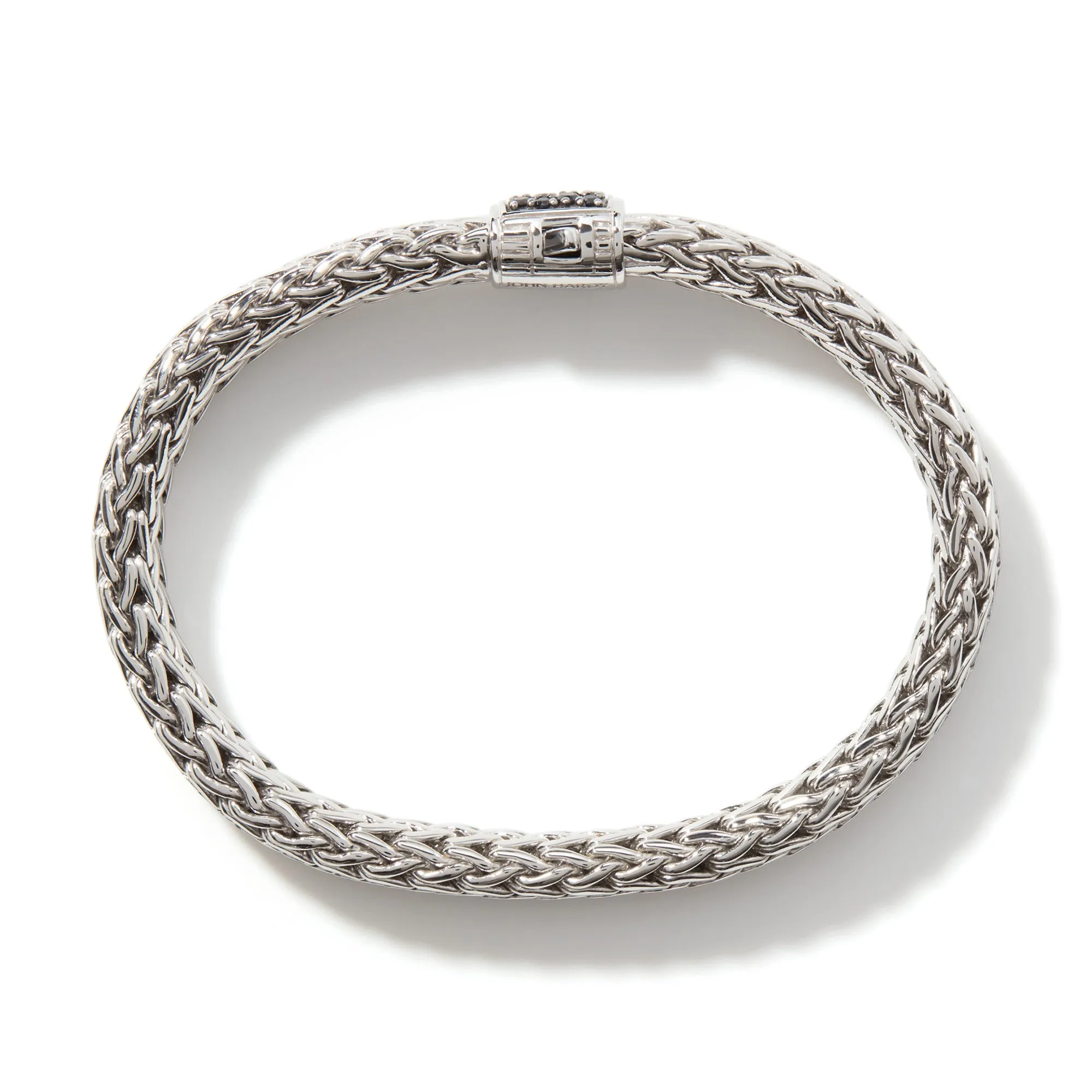 JOHN HARDY STERLING SILVER ICON BRACELET WITH BLACK SAPPHIRE CLASP