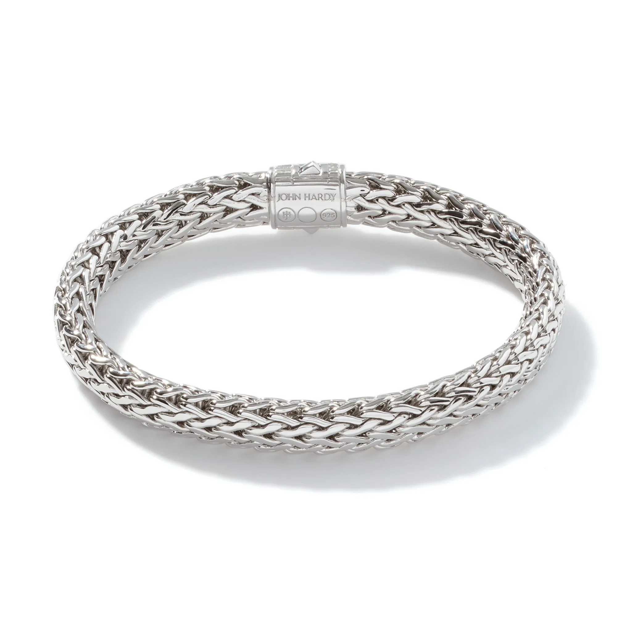 JOHN HARDY STERLING SILVER ICON BRACELET WITH BLACK SAPPHIRE CLASP