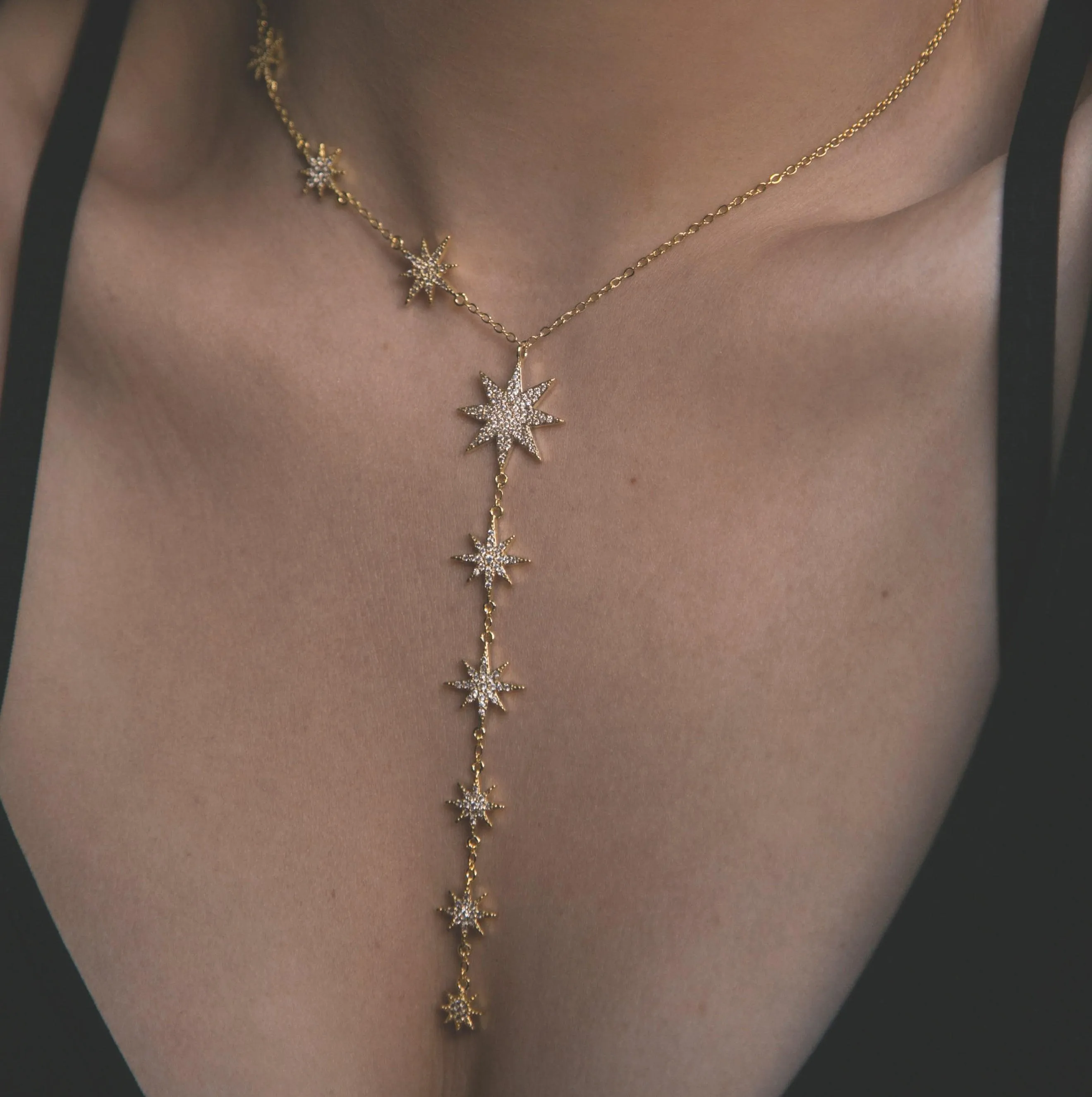 Juliet Star Burst Y Drop Necklace | 18K Gold Plated