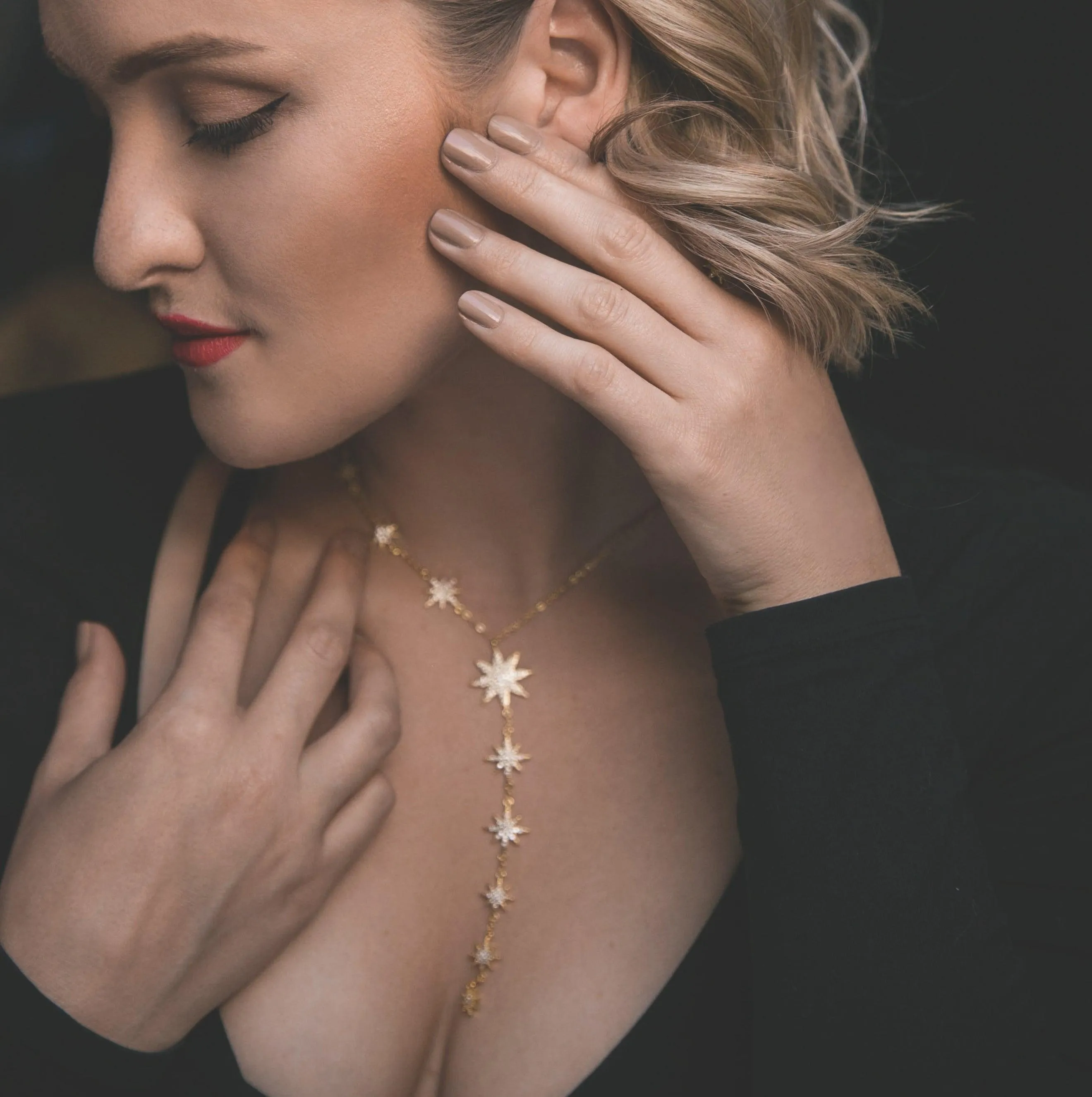 Juliet Star Burst Y Drop Necklace | 18K Gold Plated