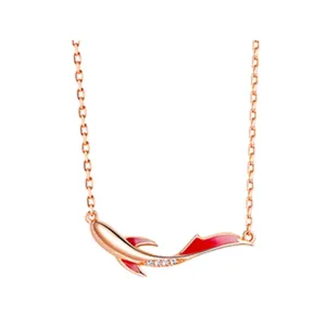 Koi Fish with Zircon Silver Necklace for Women