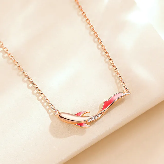 Koi Fish with Zircon Silver Necklace for Women