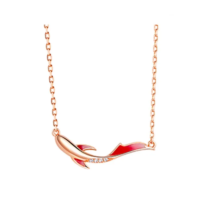 Koi Fish with Zircon Silver Necklace for Women