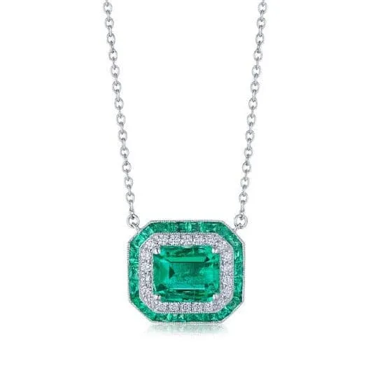 Kwiat Platinum Colombian Emerald and Diamond Necklace