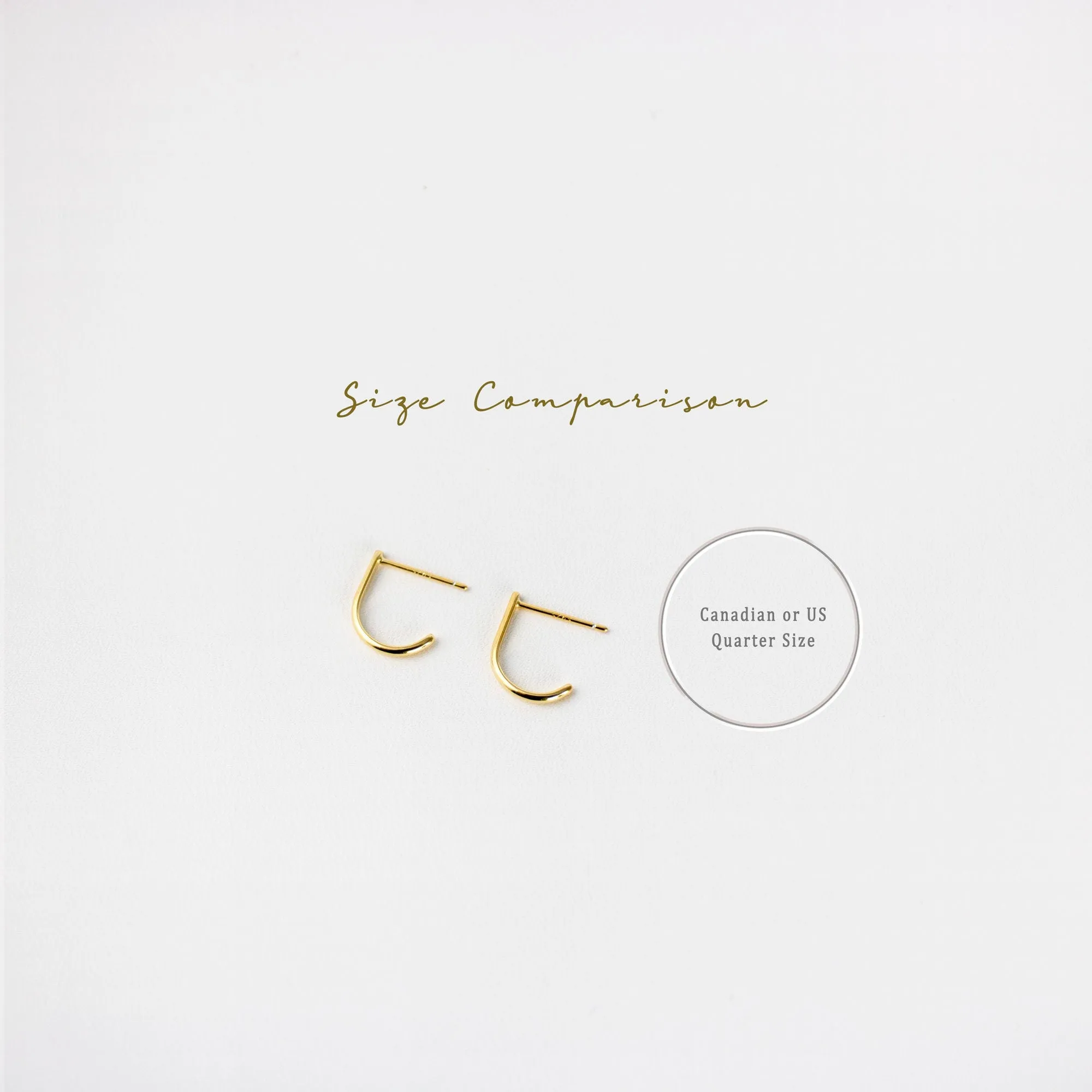 L Shape Small Bar Studs, Hook Hoop Earrings,  Unisex, Gold, Silver - SS052
