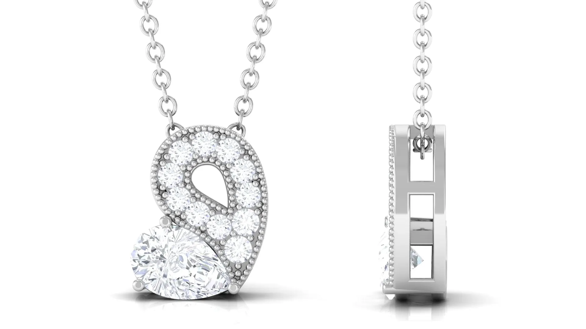 Lab Grown Diamond Pendant Necklace with Beaded Details