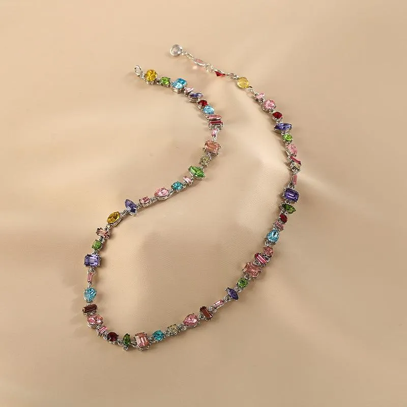 Ladies Multicolor Zircon Splice Necklace SKAJ030