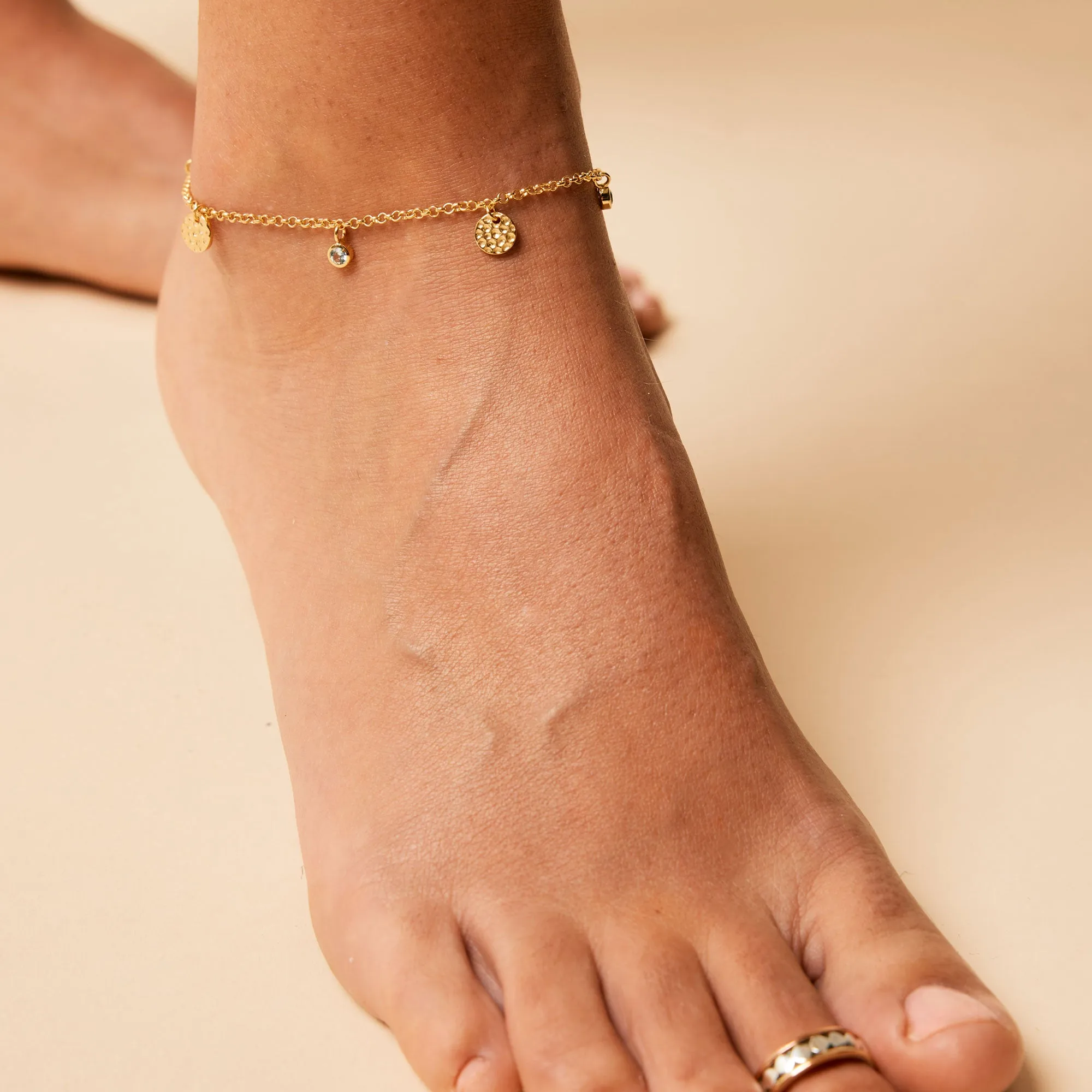 Lakshmi Anklet - Gold Blue Topaz