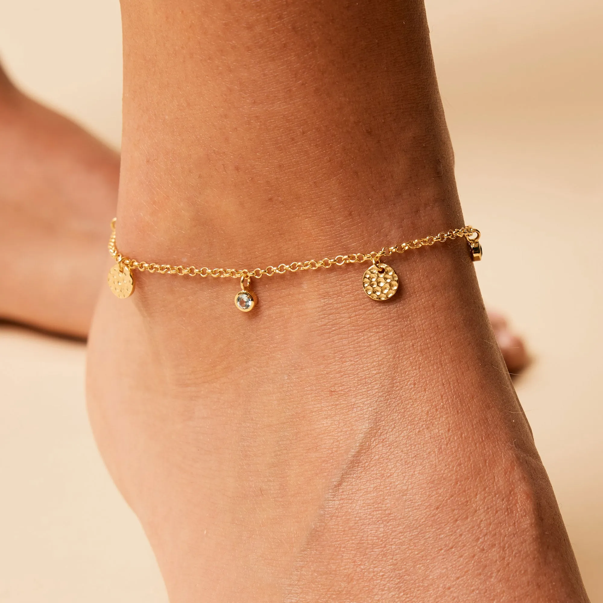 Lakshmi Anklet - Gold Blue Topaz