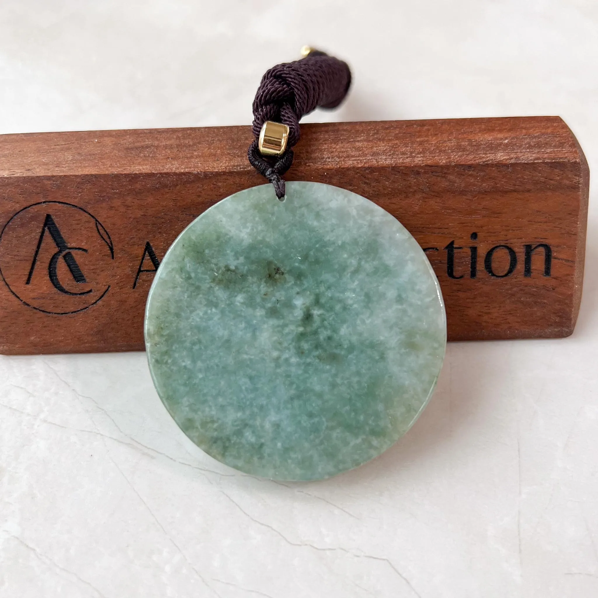 Landscape Mountain Forest River Scenery, Green Jade, Hand Carved Pendant Necklace,YJ-0422-0350138