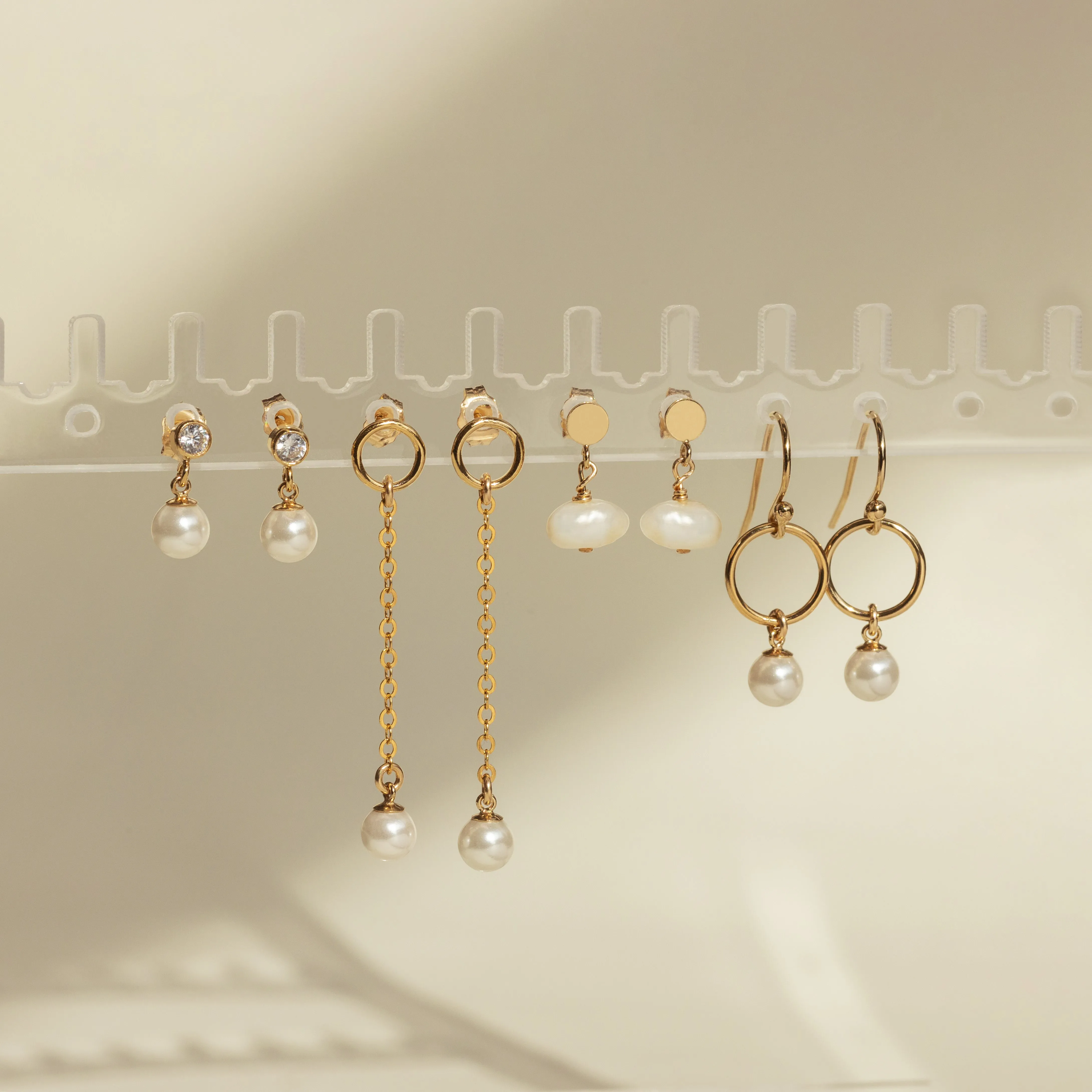 Little Bezel Pearl Drop Earrings