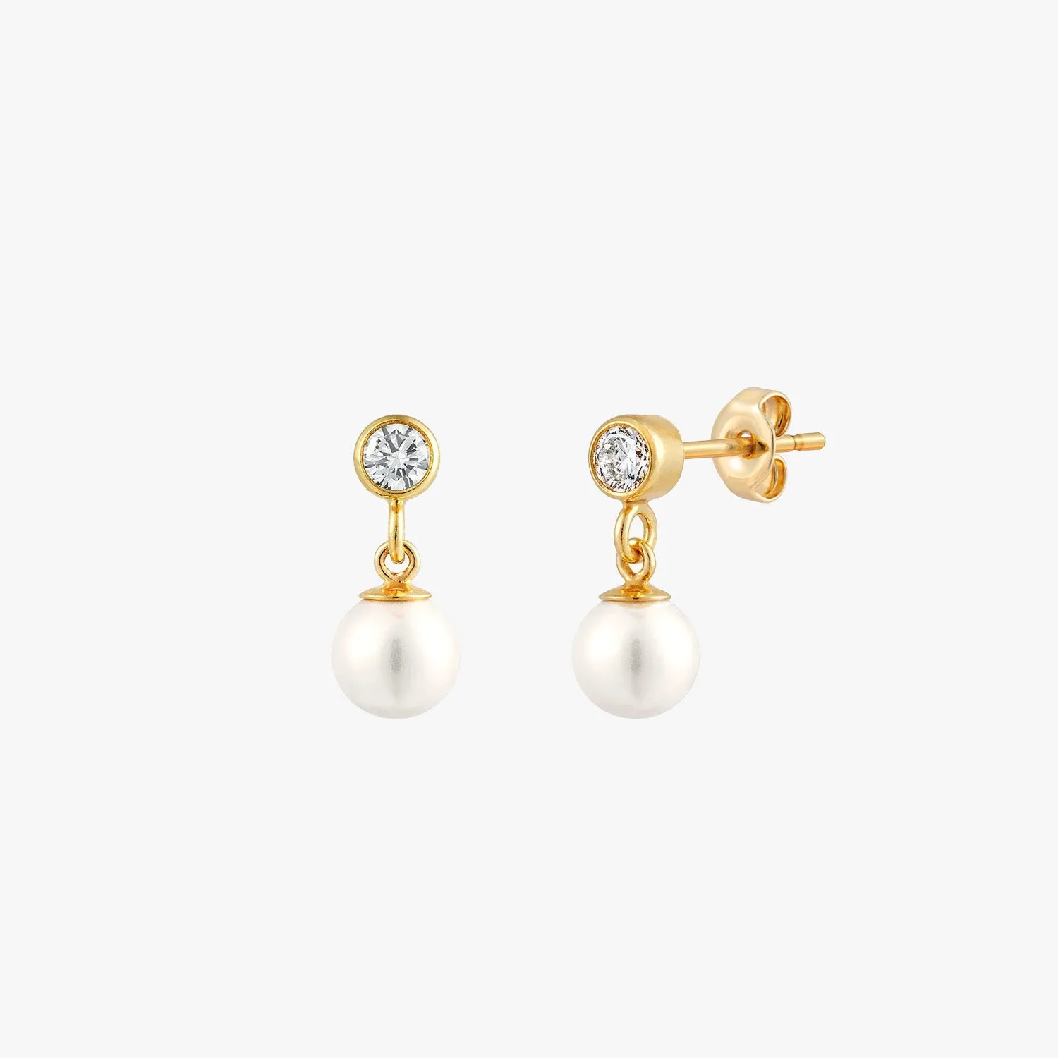 Little Bezel Pearl Drop Earrings