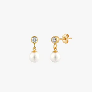 Little Bezel Pearl Drop Earrings