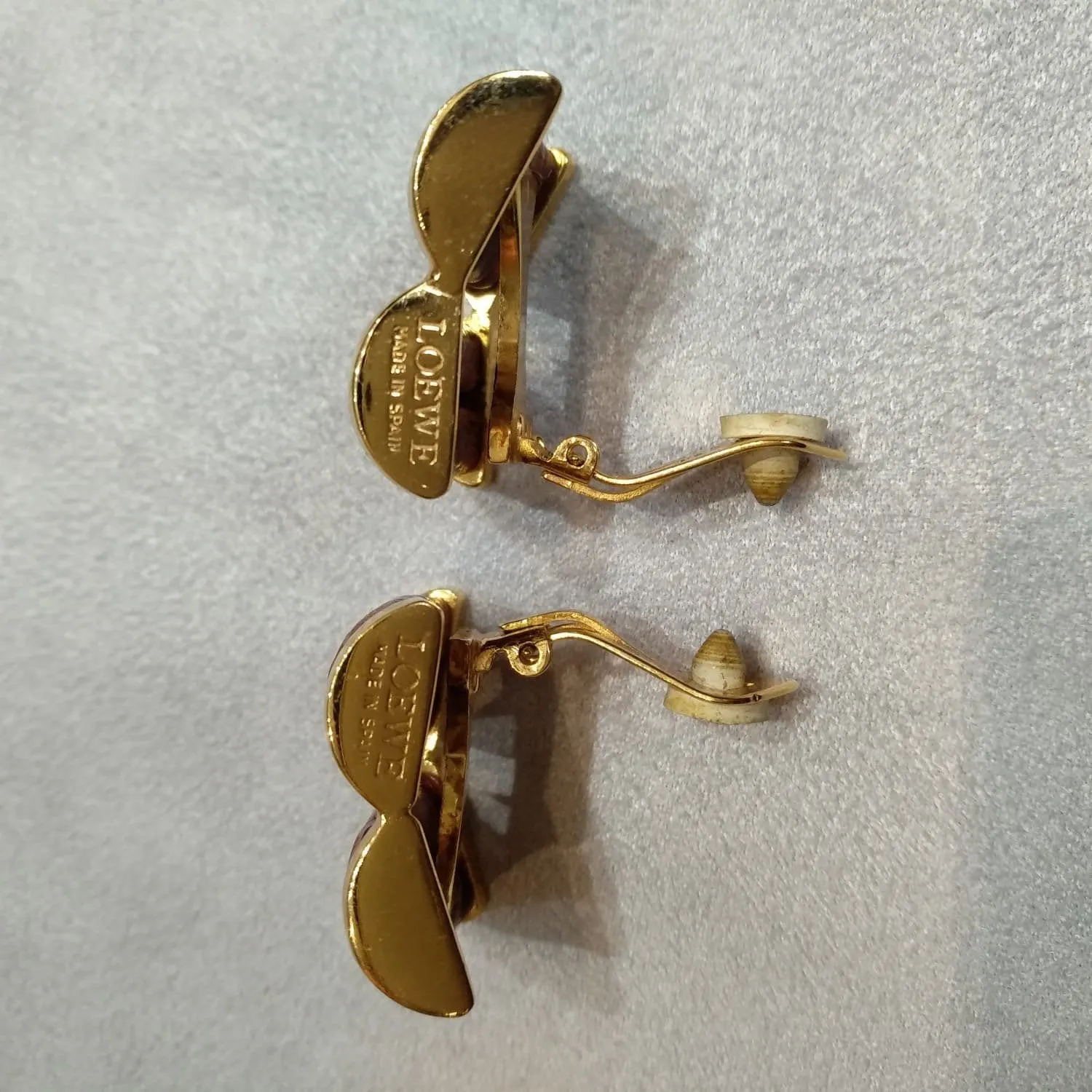 Loewe Brown leather earrings croc effect