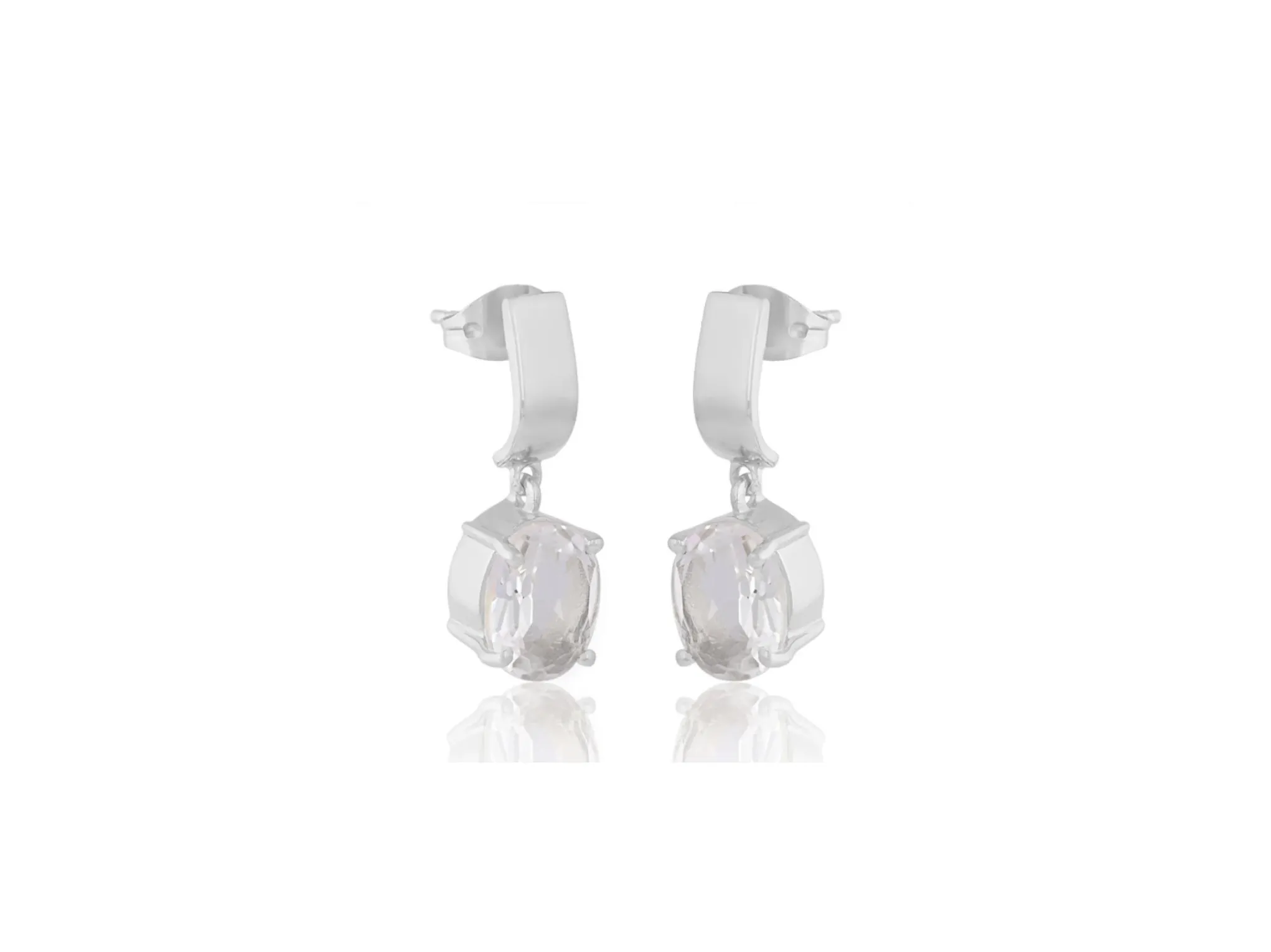 Lola Knight - Ella - Crystal Quartz Earrings - Silver