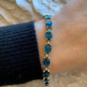 London Blue Topaz Barrel Faceted Bracelet
