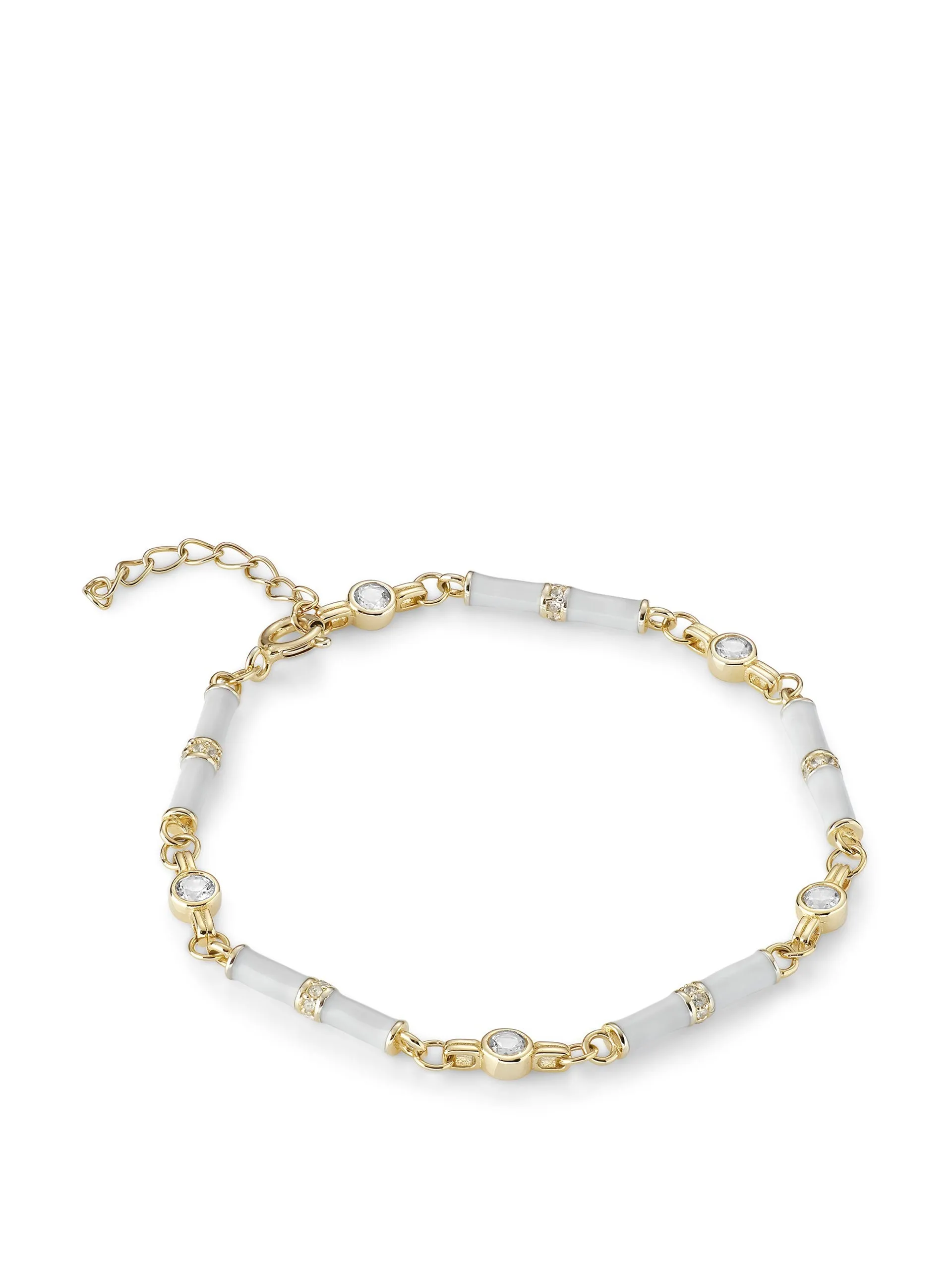 Marlowe white enamel bracelet with white topaz