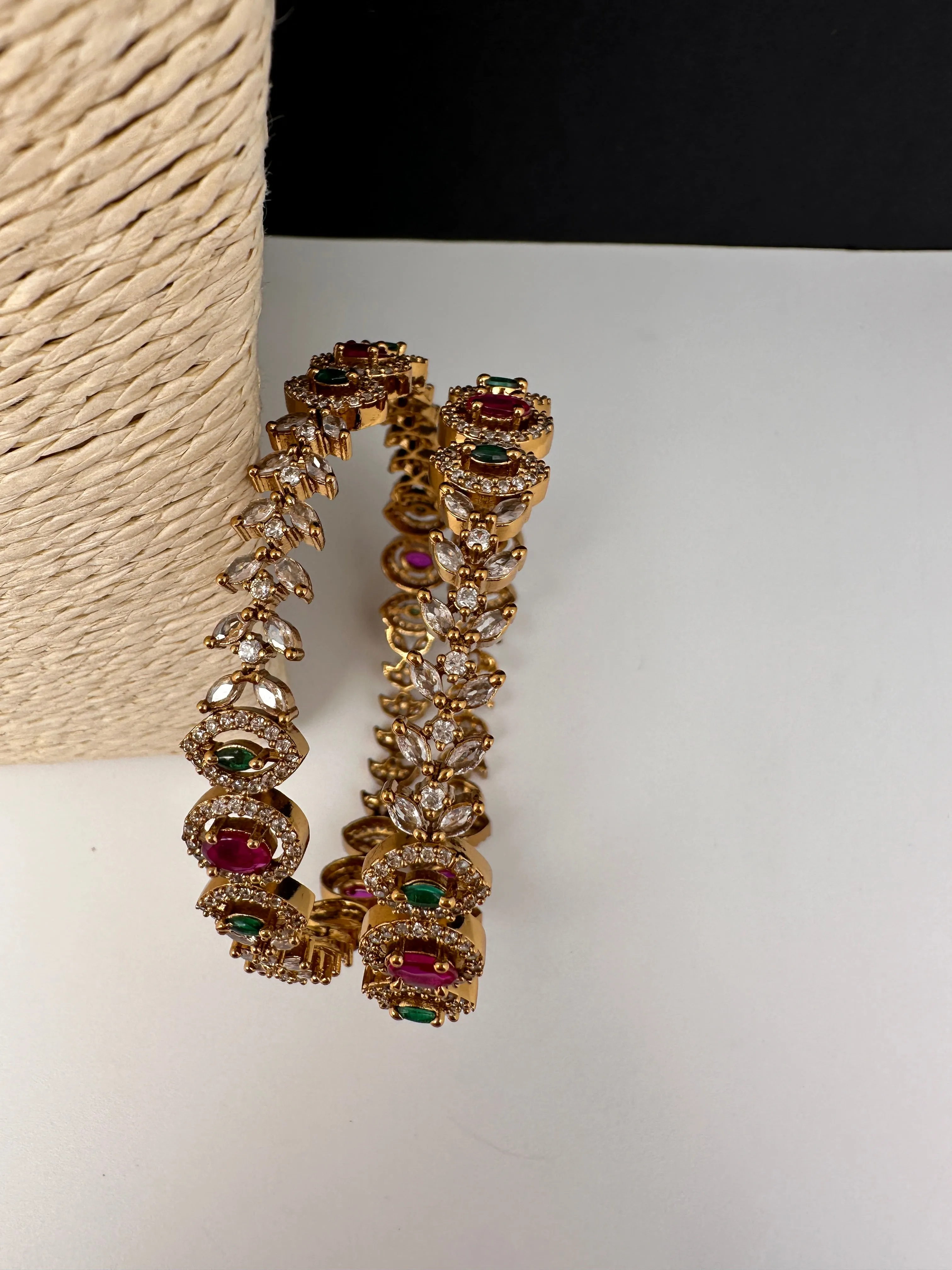 Matte CZ Multi Color Victorian Bangles
