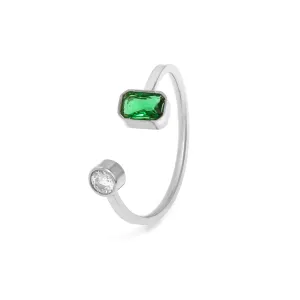 May Emerald Birthstone Ring - Silver