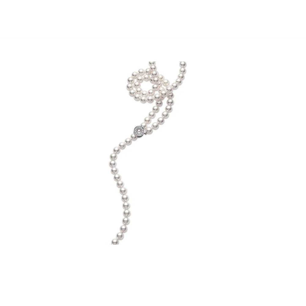 Mikimoto 18K White Gold Akoya Pearl Lariat Necklace with Diamonds