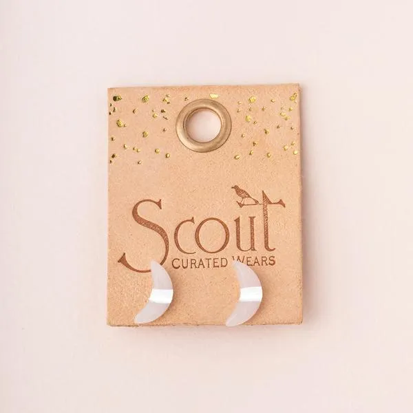 Moon Stud Rose Quartz/Silver