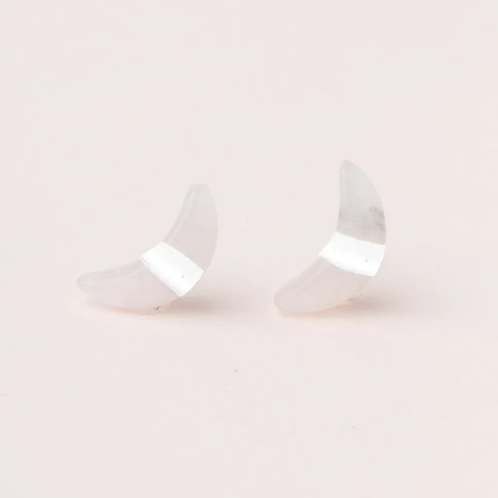 Moon Stud Rose Quartz/Silver
