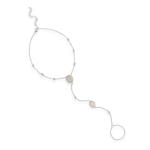 Mother of Pearl Foot Chain (Toe ring and Anklet), .925 Sterling Silver Waterproof Hypoallergenic Anklet