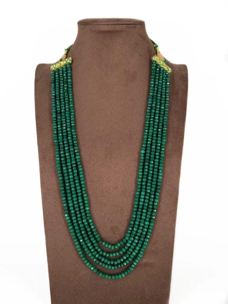 Multilayered Semi Precious Green Jade Beads Necklace By Gehna Shop