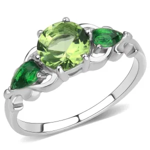 No Plating Stainless Steel Ring with Crystal in Peridot for Women Style TK3610