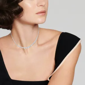 Oval Diamond East West Tennis Necklace