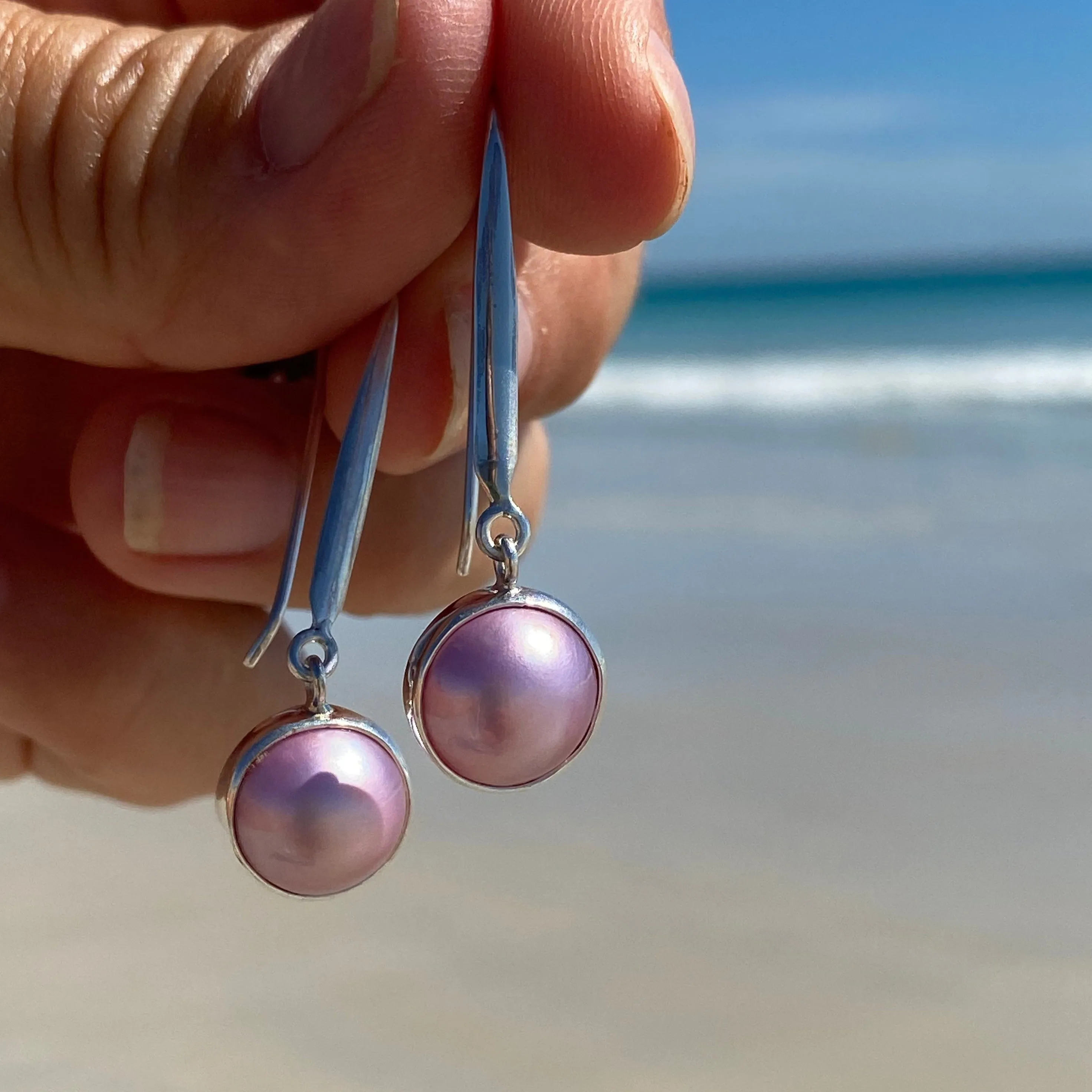 Pandanus Pink Mabe Pearl Earrings