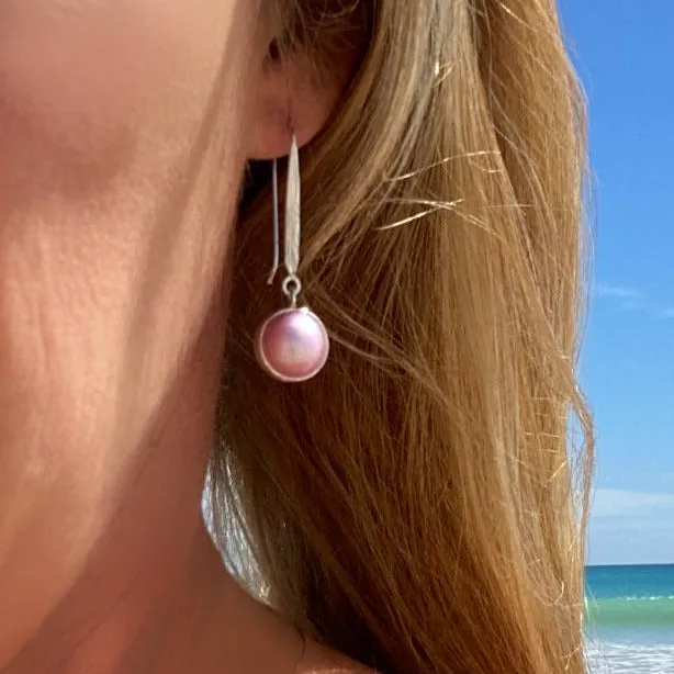 Pandanus Pink Mabe Pearl Earrings