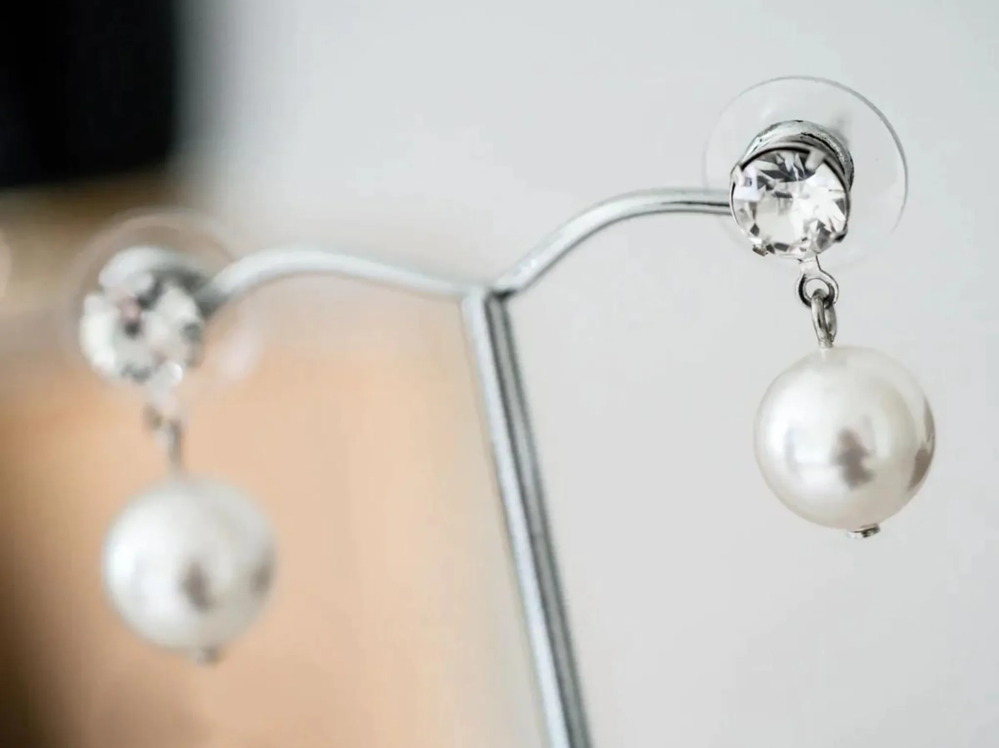 Pauline Pearl - Silver Swarovski Bridal Pearl Drop Earrings