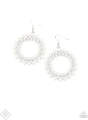 Pearly Poise White Earring - Paparazzi Accessories