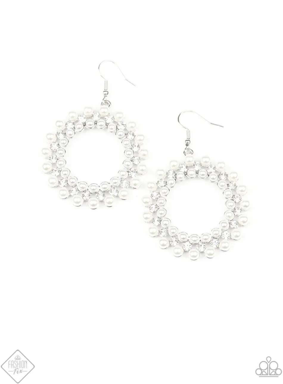 Pearly Poise White Earring - Paparazzi Accessories