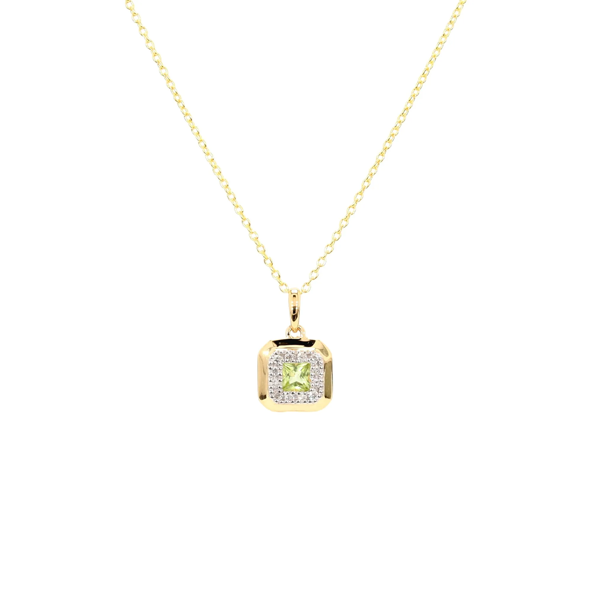 Peridot and Diamond Halo Pendant