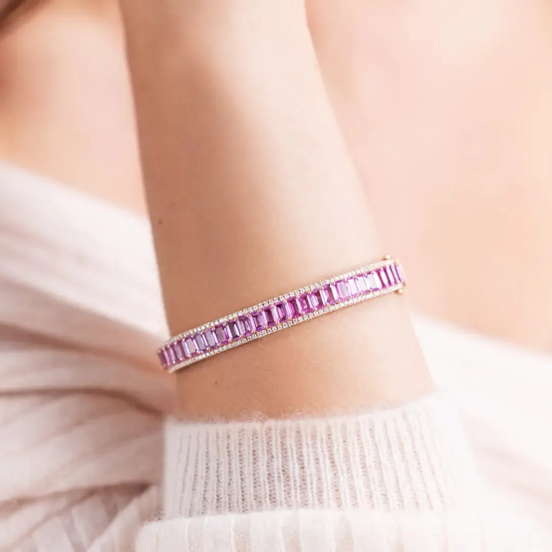 Pink Sapphire and Diamond Bangle