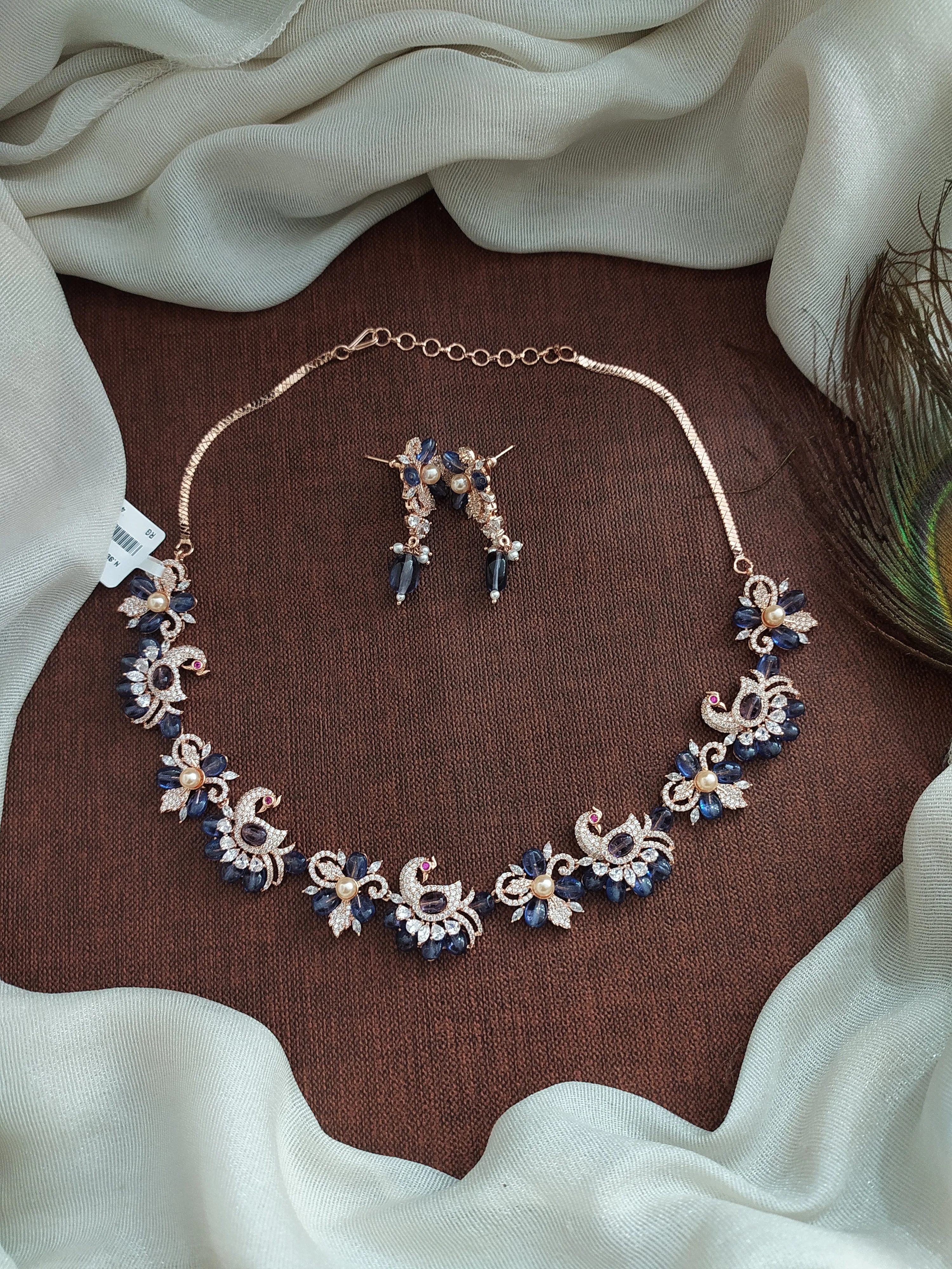 Pleasant Eye Catching Rose Gold Zircon Necklace Set