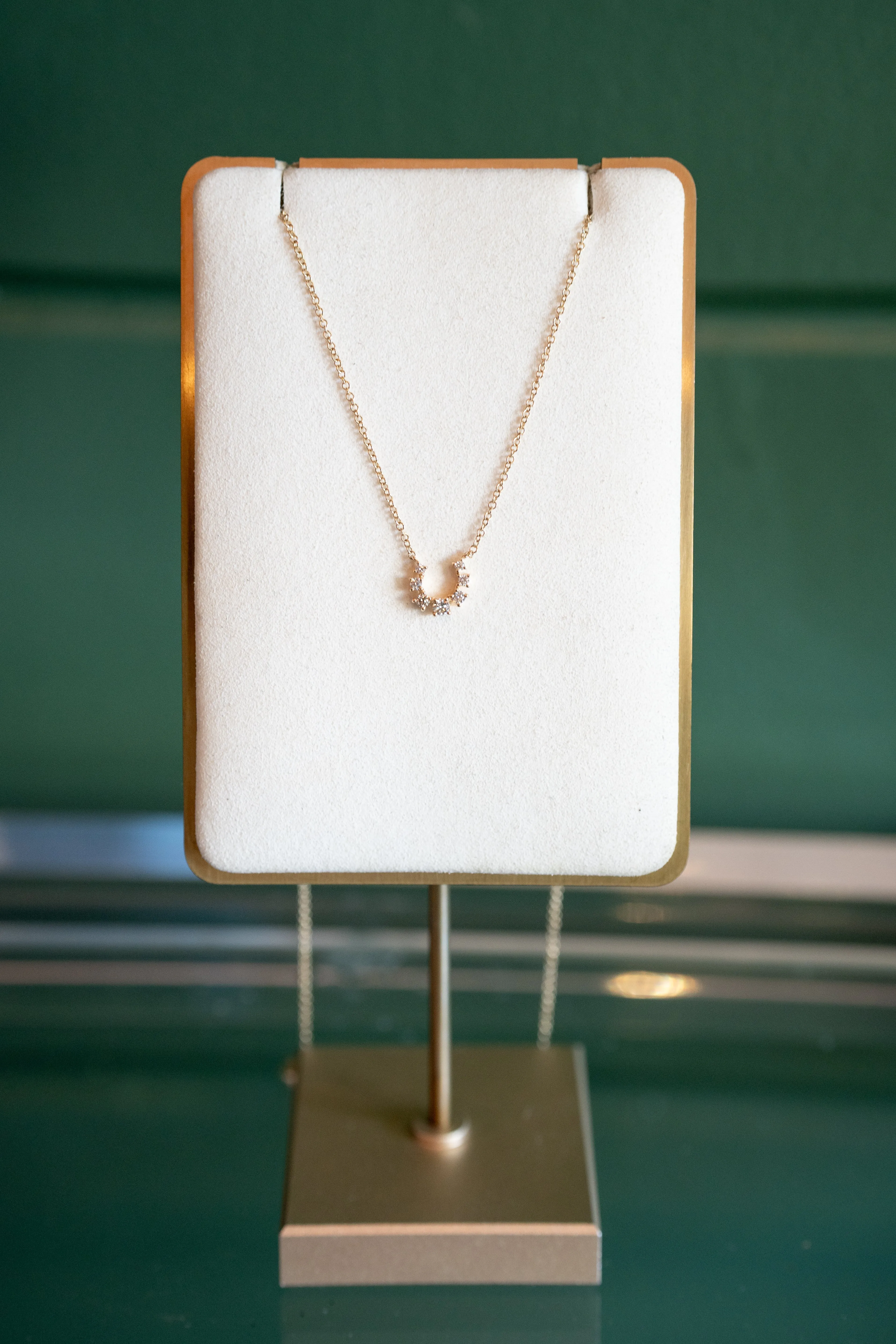 Prong Set Diamond Horseshoe Necklace