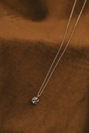 Prong Set Necklace - Grey Spinel 14K