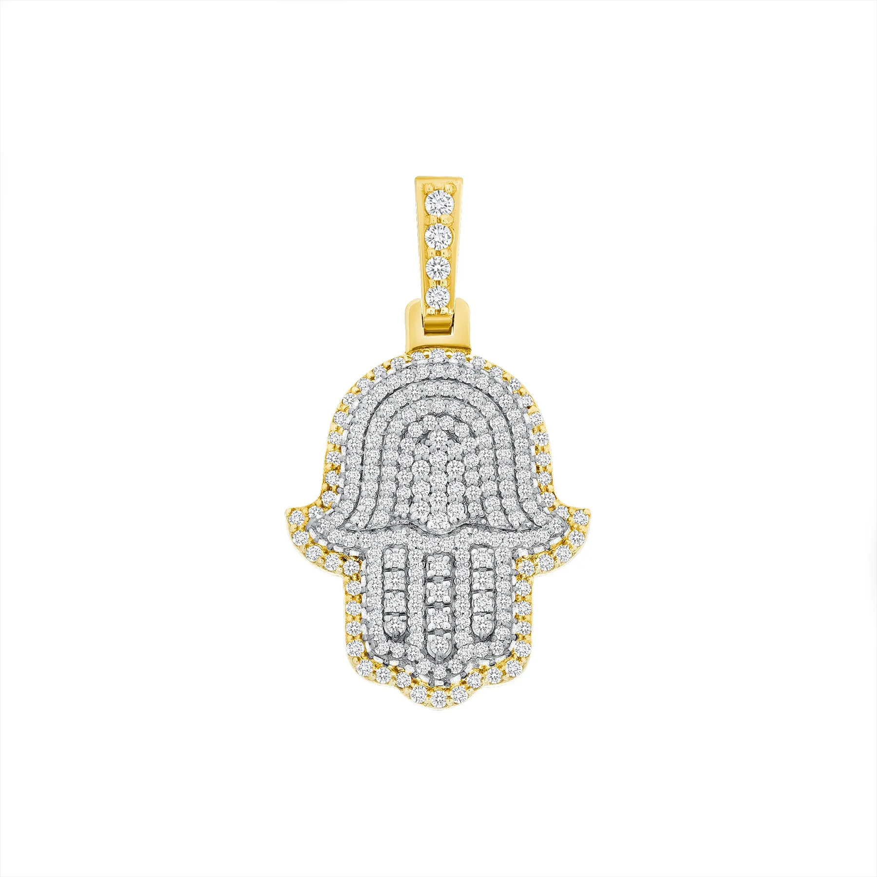 Protective Diamond Charm 14K Gold Hamsa Necklace