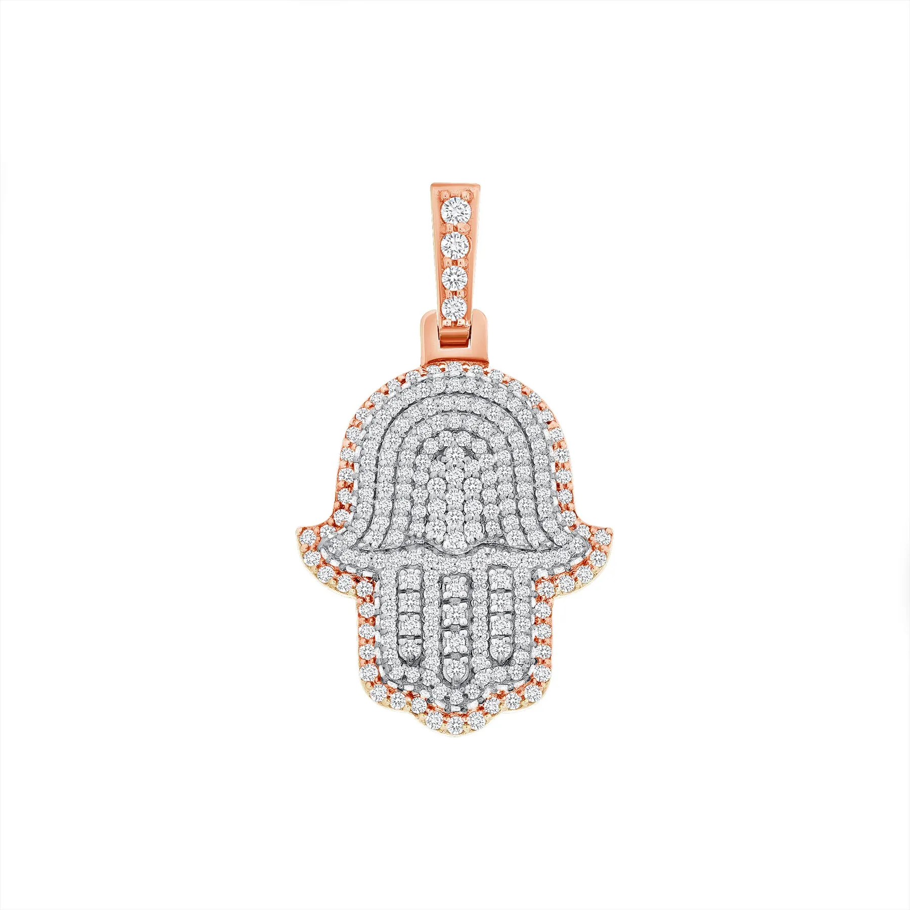 Protective Diamond Charm 14K Gold Hamsa Necklace