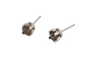 Pure Titanium Earrings Smoky Quartz Facet Cut Hypoallergenic Nickel Free Studs