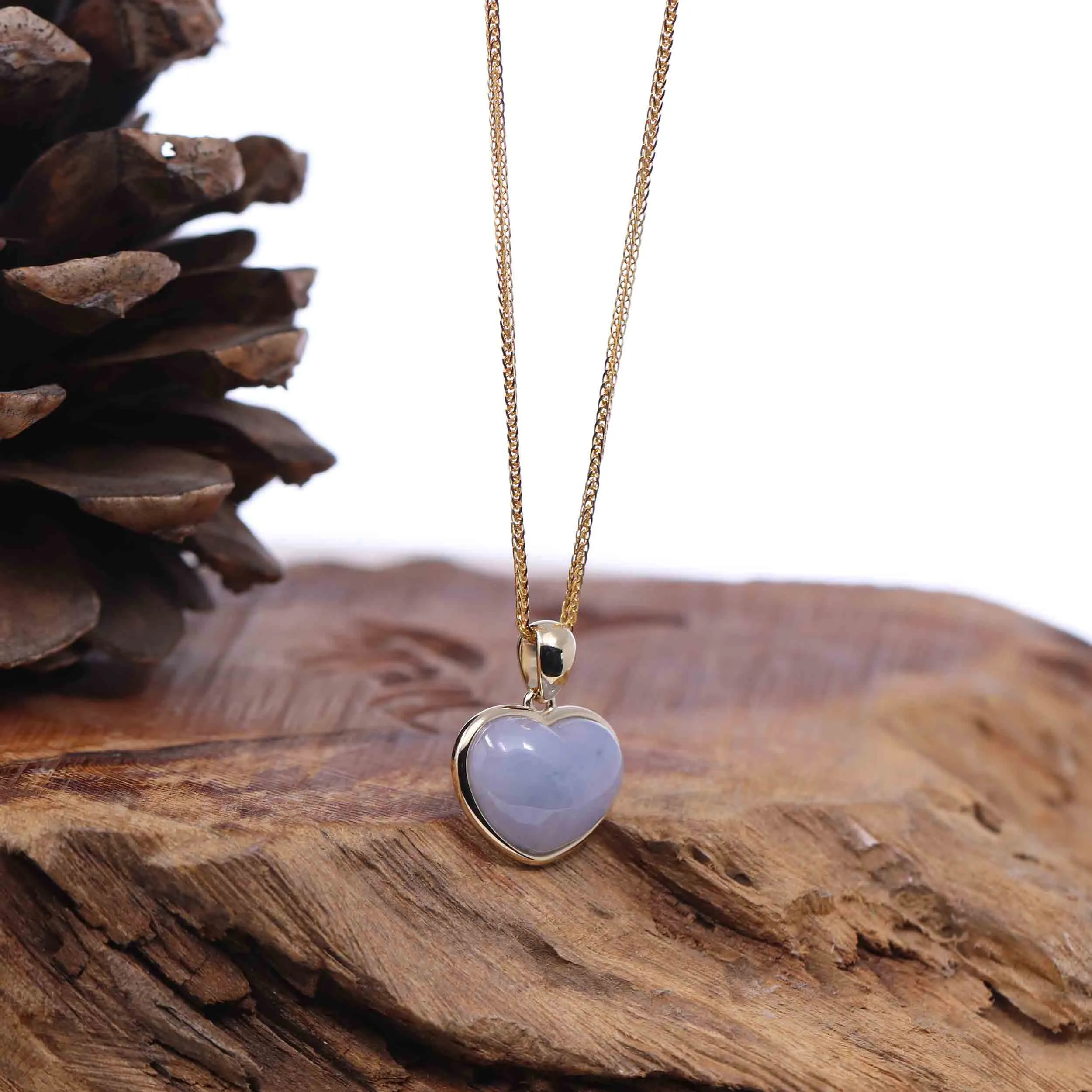 RealJade® Co. 14K Gold Genuine Burmese Jadeite Jade Heart Pendant