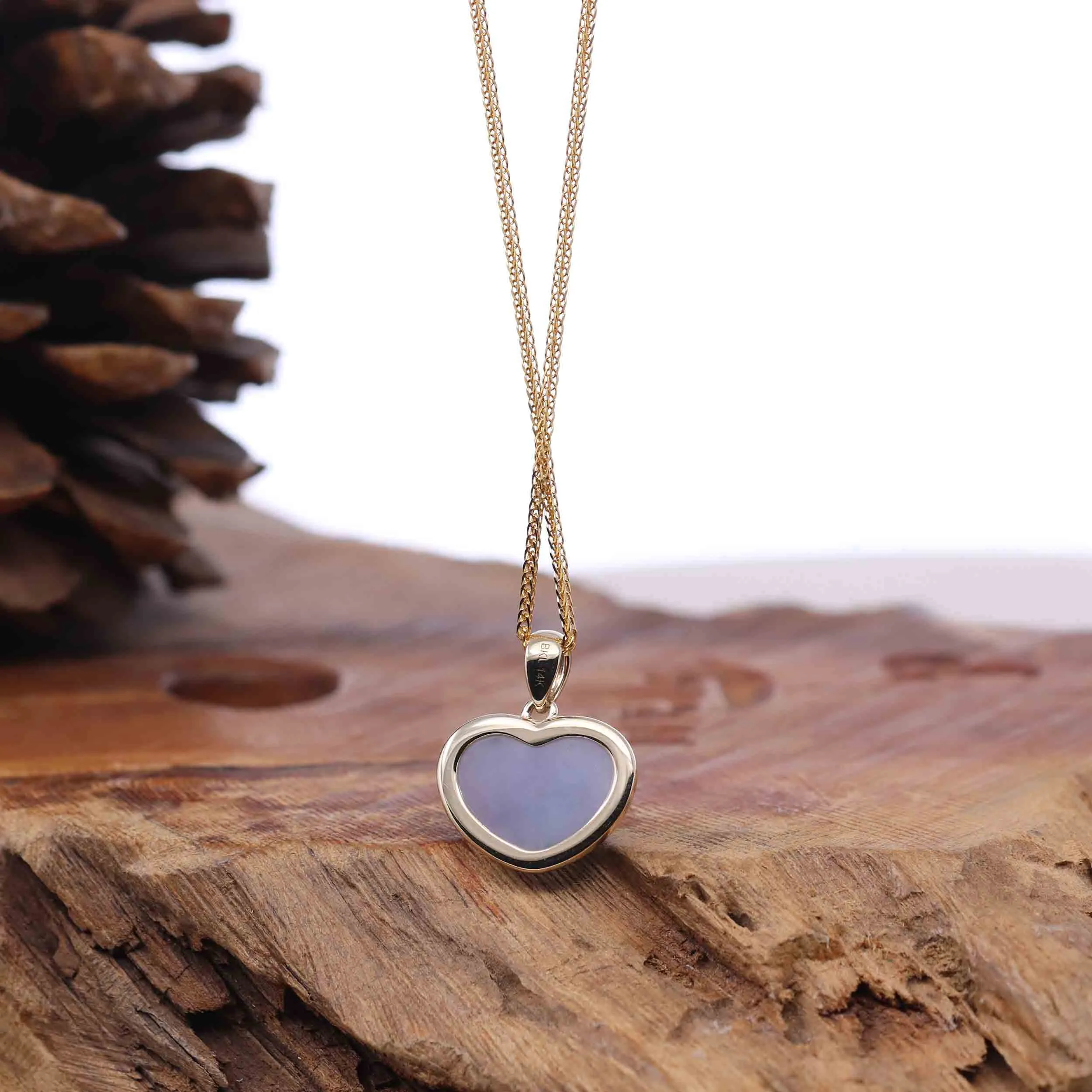 RealJade® Co. 14K Gold Genuine Burmese Jadeite Jade Heart Pendant