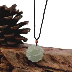 RealJade® Co. Genuine White Nephrite Jade Lotus Pendant Necklace