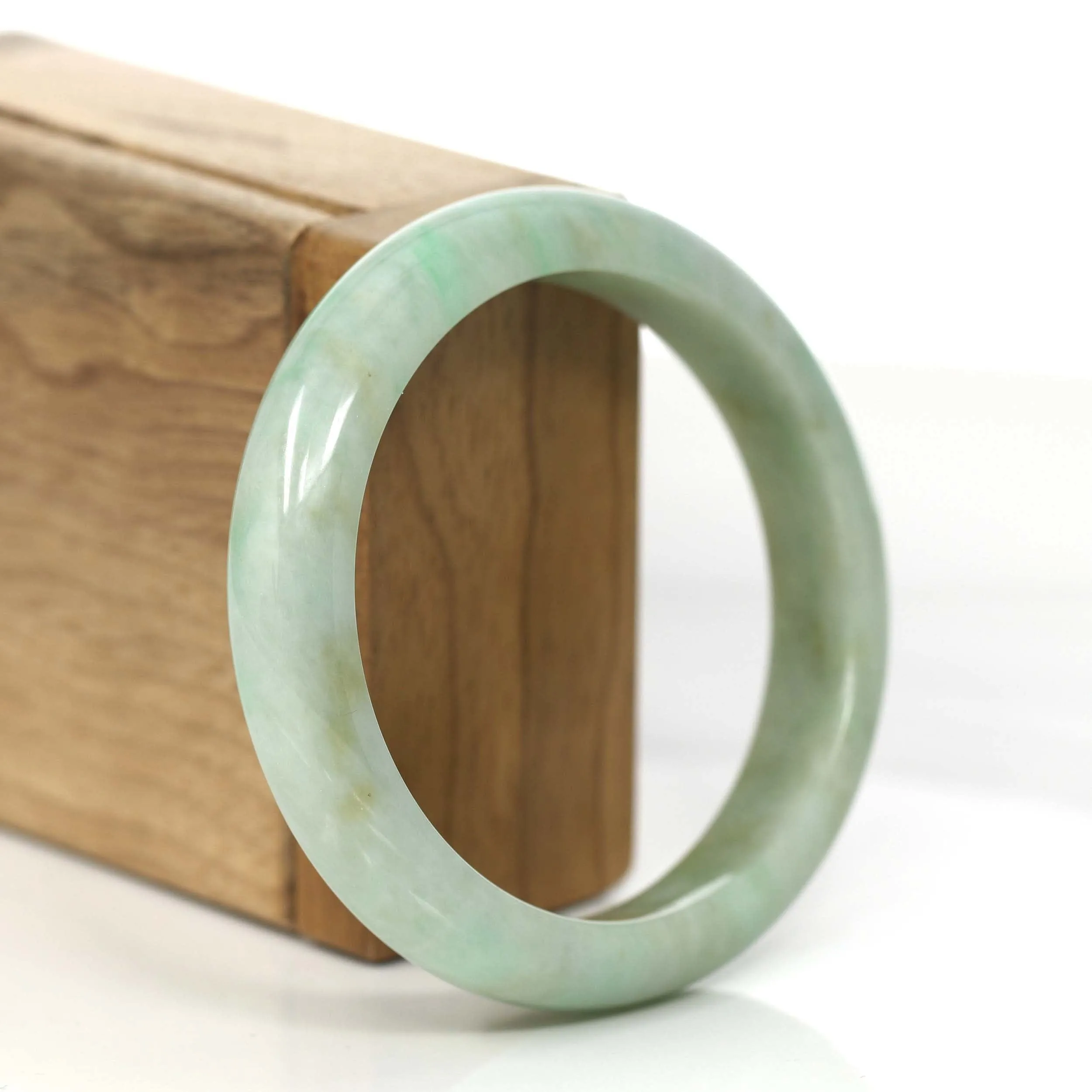 RealJade® Co.  "Classic Bangle" Green Natural Burmese Jadeite Jade Bangle (57.46 mm) #812